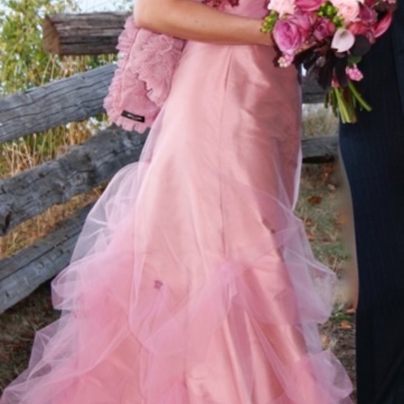 Luly Yang Couture Raspberry Creme Silk Gown - Picture 12 of 14